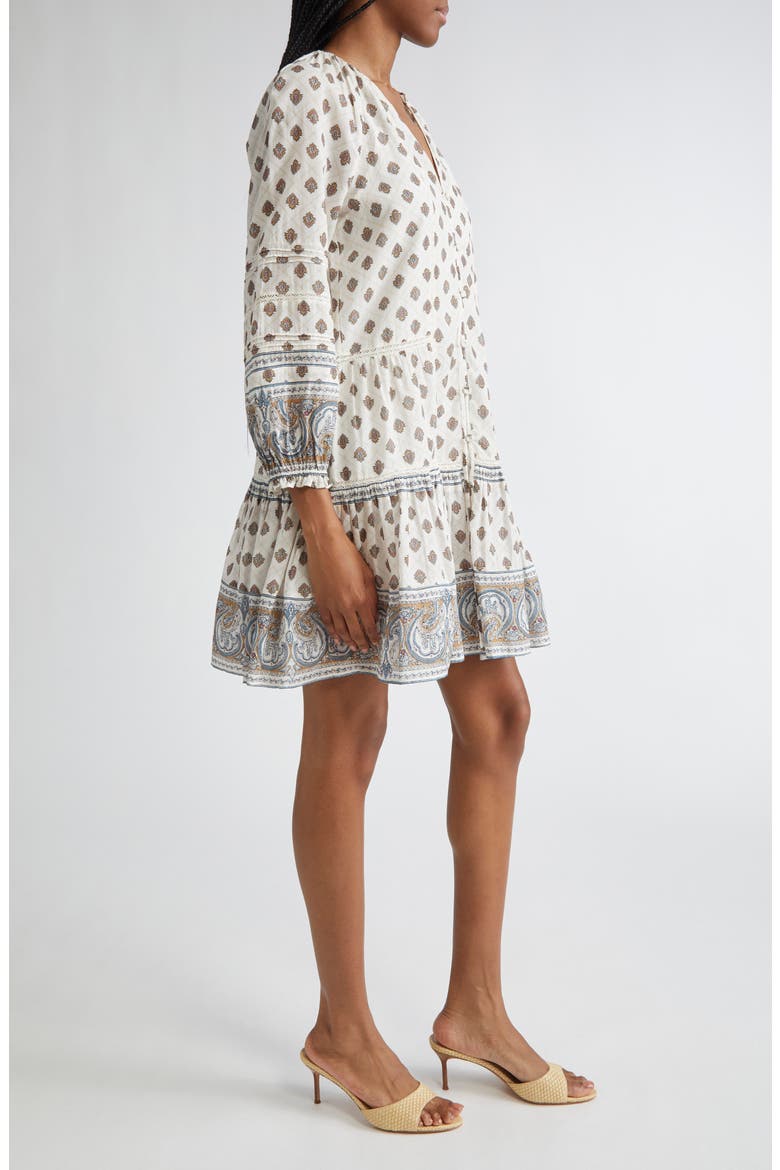 Belissa Puff Sleeve Cotton Blend Dress, Alternate, color, DOVE MULTI