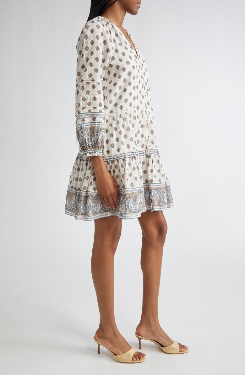 Veronica Beard Belissa Puff Sleeve Cotton Blend Dress, Alternate, color, Dove Multi