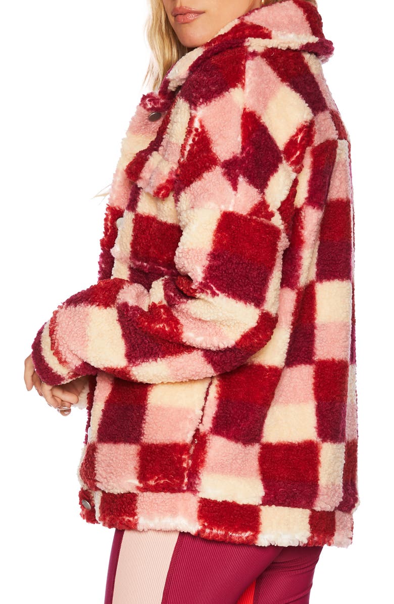 Beach Riot Laurie Check Teddy Jacket, Alternate, color,