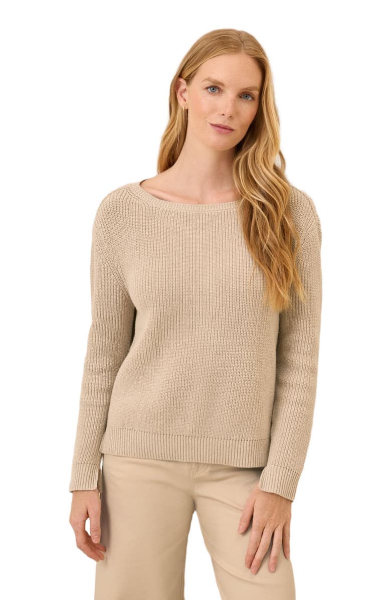 Pact Luxe Knit Boatneck Sweater, Alternate, color, Flax Heather