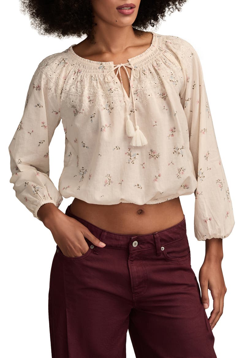 Embroidered Peasant Top, Main, color, CREAM MULTI
