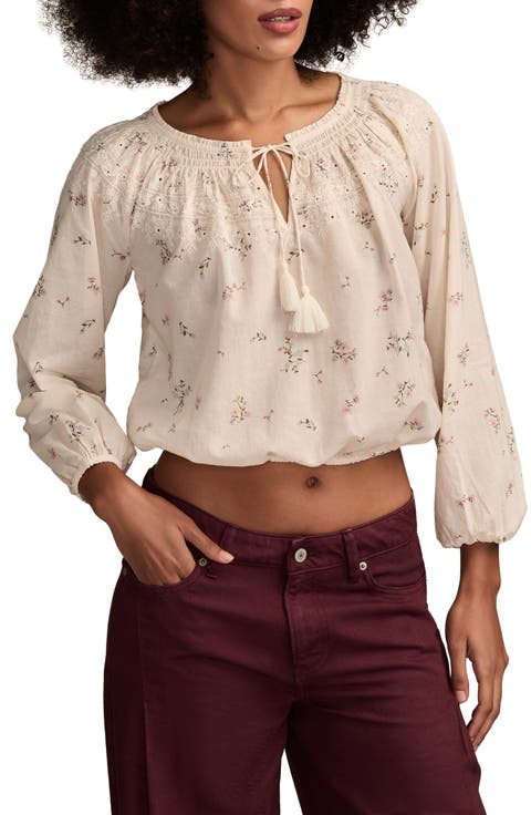 Embroidered Peasant Top