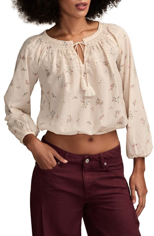 Lucky Brand Embroidered Peasant Top In Neutral