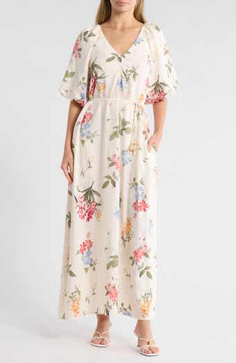 Floral Puff Sleeve Maxi Dress