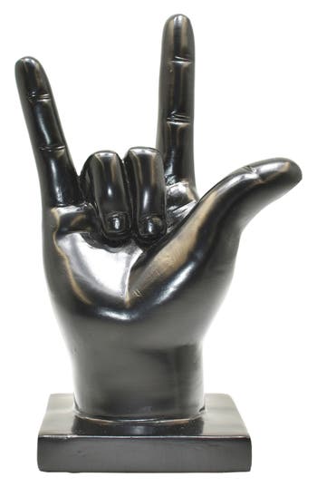 Kinetic I Love You Sign Sculpture In Black