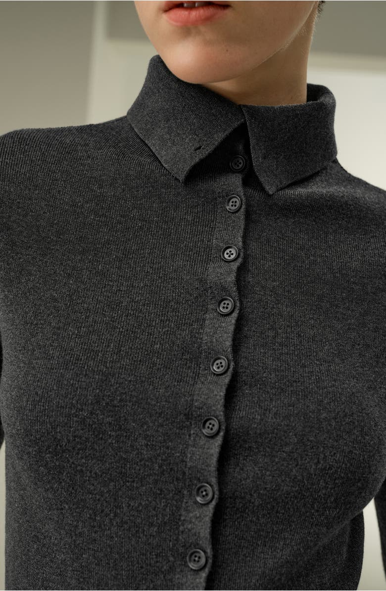 Lilysilk Slim Fit Silk Cashmere Sweater, Alternate, color, Thunder