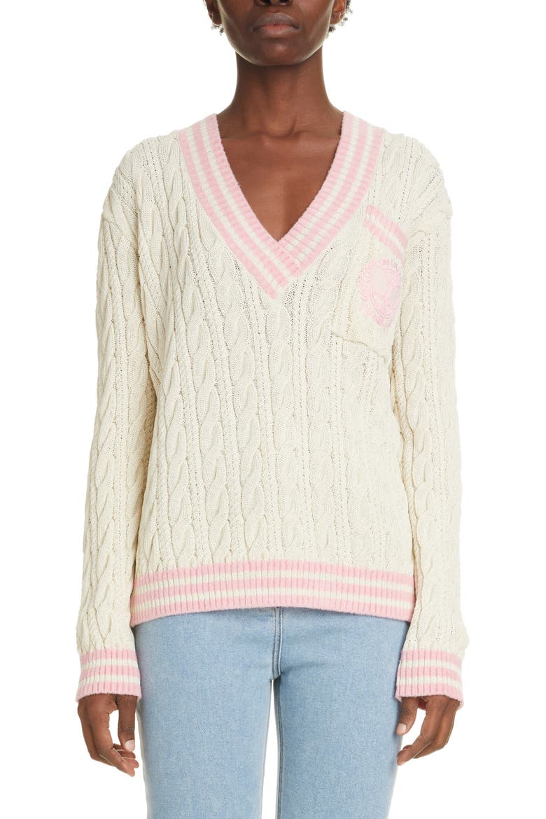 Cable Embroidered Tennis Sweater, Main, color, MULTI