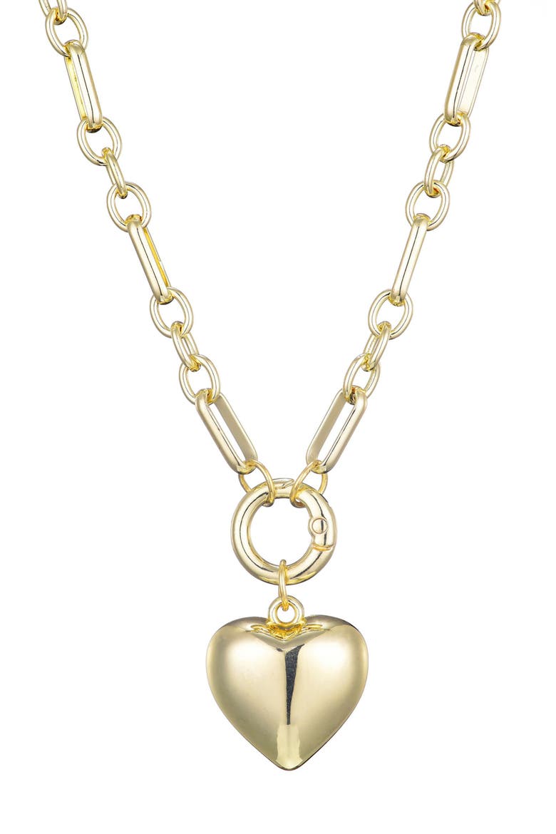 Puffy Heart Pendant Necklace, Main, color, GOLD