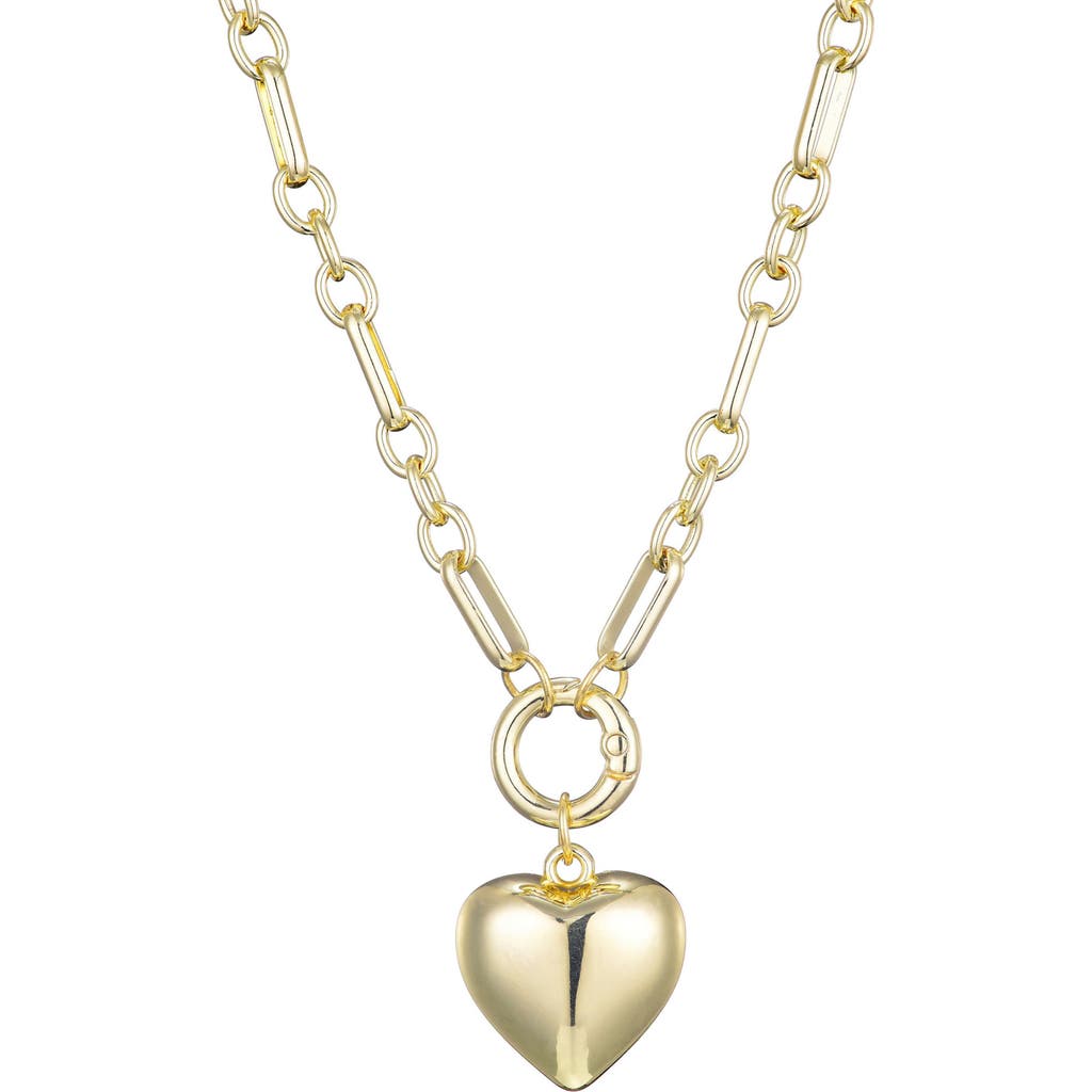 Adornia Gold Plated Puffy Heart Link Necklace In Gold