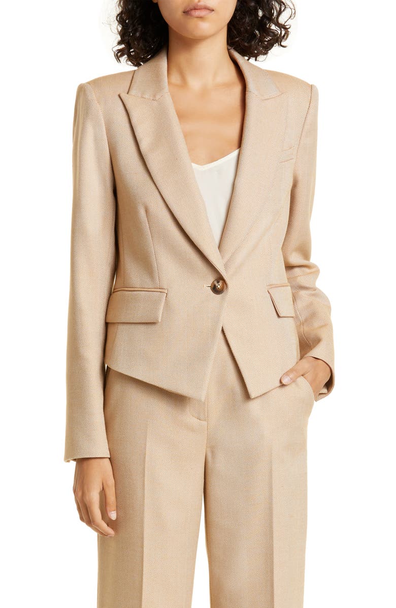 Veronica Beard Hosanna Herringbone Cutaway Dickey Jacket, Alternate, color,