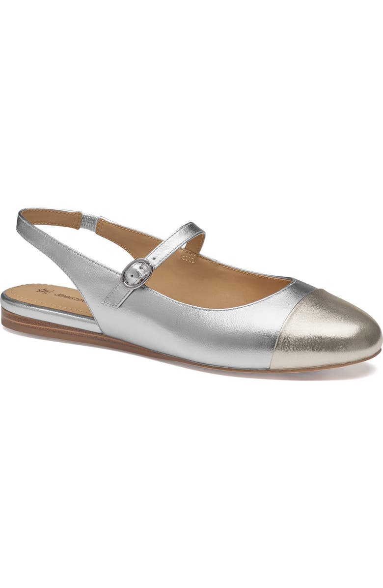 Johnston & Murphy Claire Mary Jane Slingback Flat, Main, color, Metallic Sheepskin