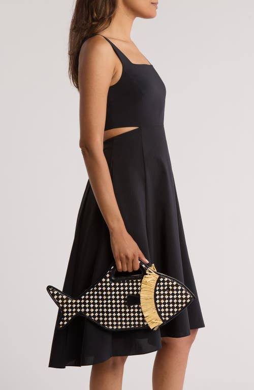 Staud Cleo Fish Woven Raffia Basket Bag