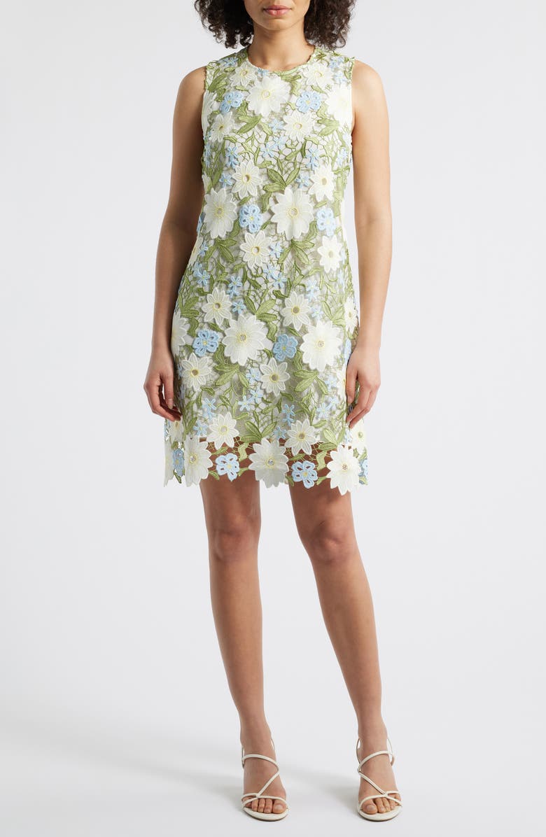 Sam Edelman Floral Embroidered Sleeveless Sheath Dress, Main, color, White Multi