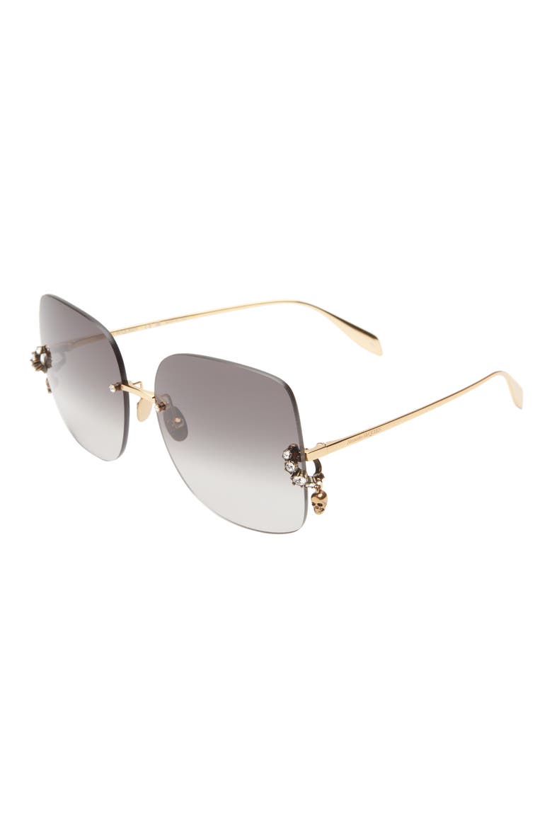 63mm Frameless Sunglasses, Alternate, color, GOLD GOLD GREY