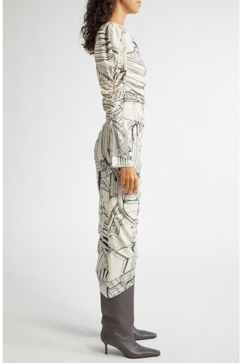 Staircase Print Long Sleeve Asymmetric Dress, Alternate, color, FINELINE STAIRCASE
