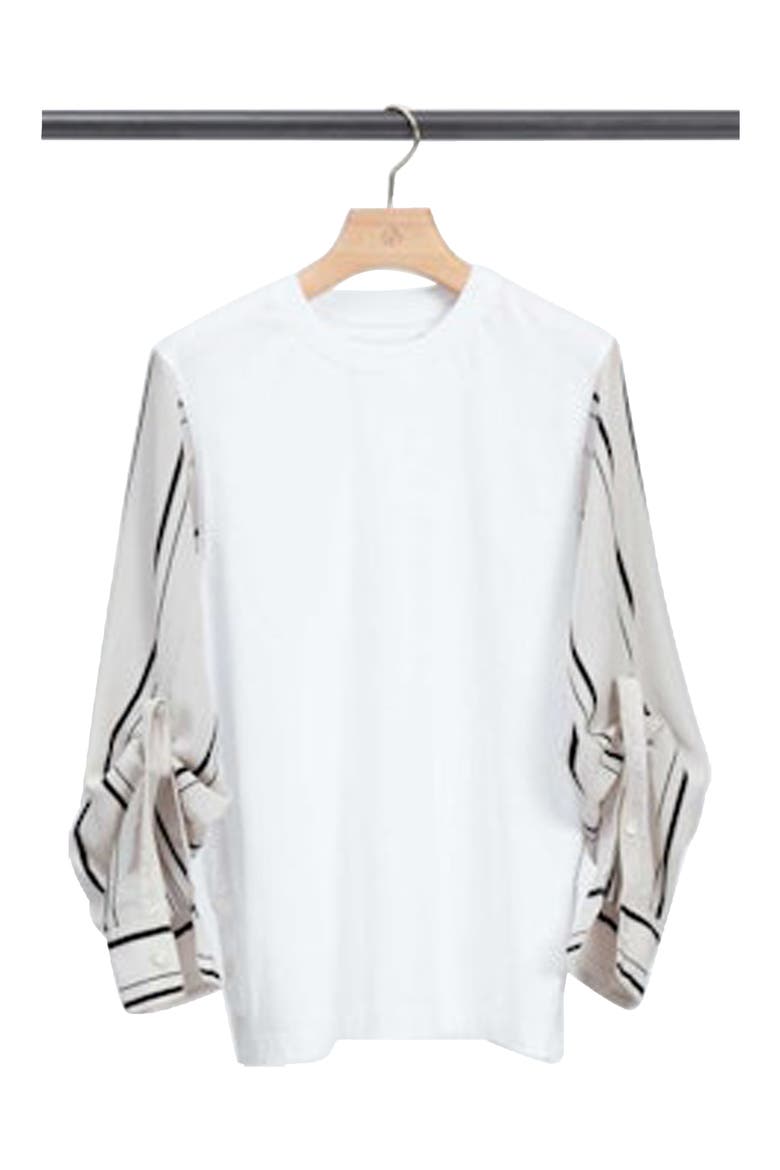 Striped Combo Sleeve T-Shirt, Main, color, STONE-WHITE