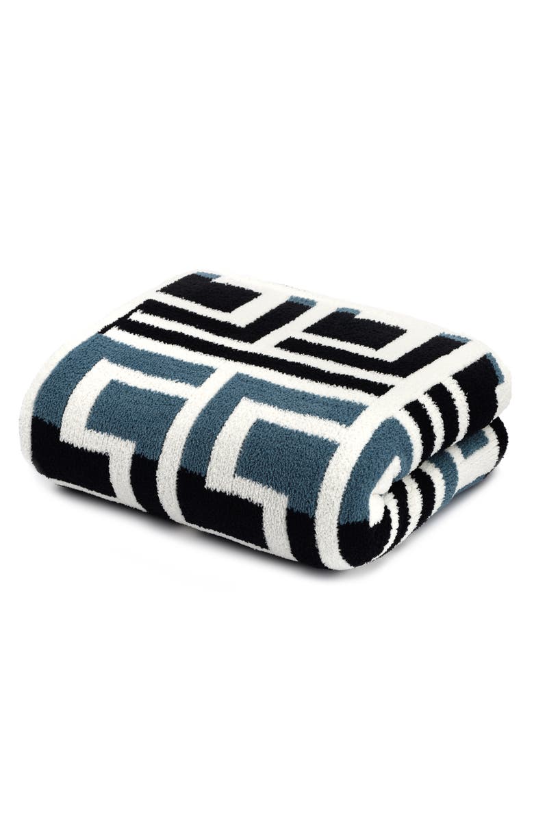 Kashwére Throw - Grecian - Chenilla Cloud, Main, color, Aegean Blue / Black / Creme