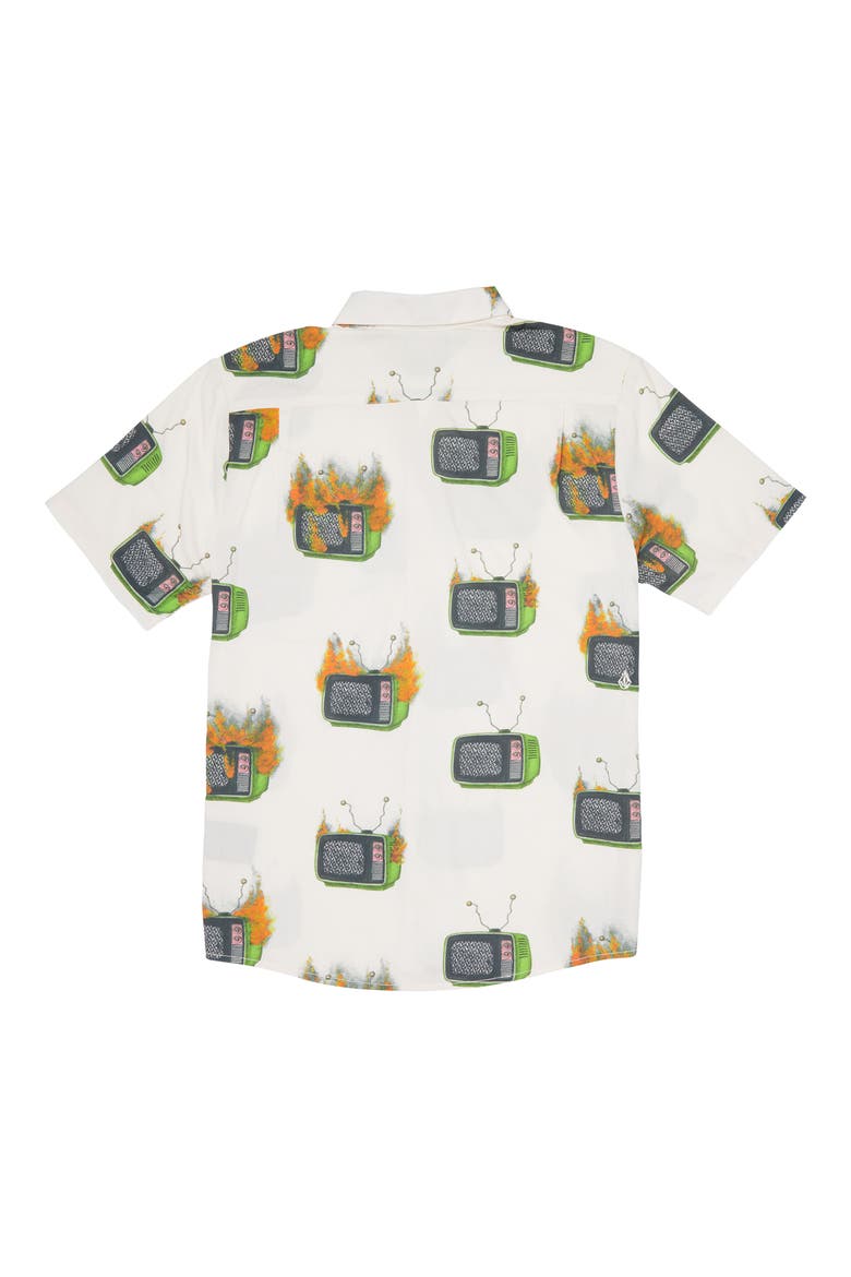 Justin Hager Print Short Sleeve Button-Up Shirt, Alternate, color, WHITECAP GREY