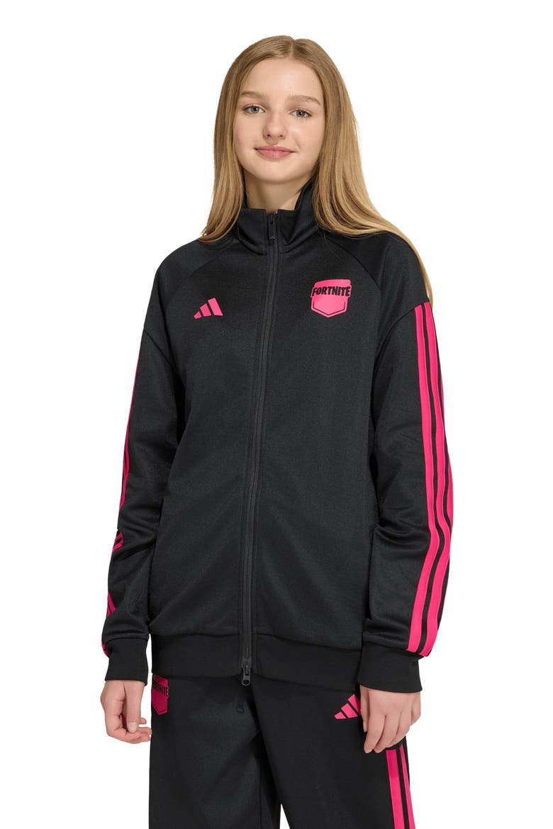 x Fortnite Kids' Track Jacket, Alternate, color, BLACK/ REAL MAGENTA