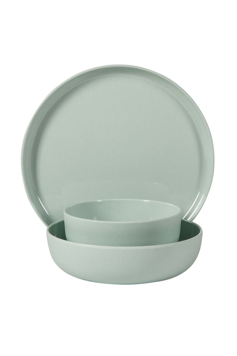 12 Piece Wheat Straw Melamine Dinnerware Set, Alternate, color, Green
