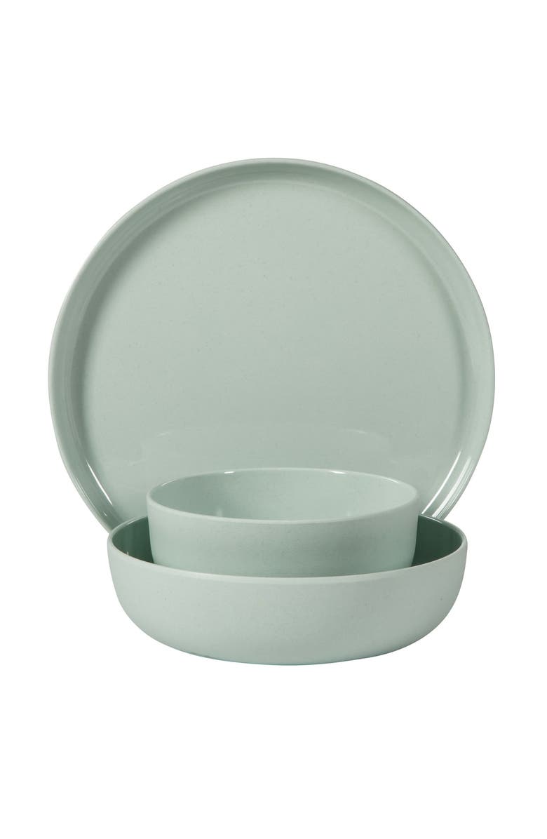 Gibson Home Candy Skies 12 Piece Wheat Straw Melamine Dinnerware Set, Alternate, color, Green