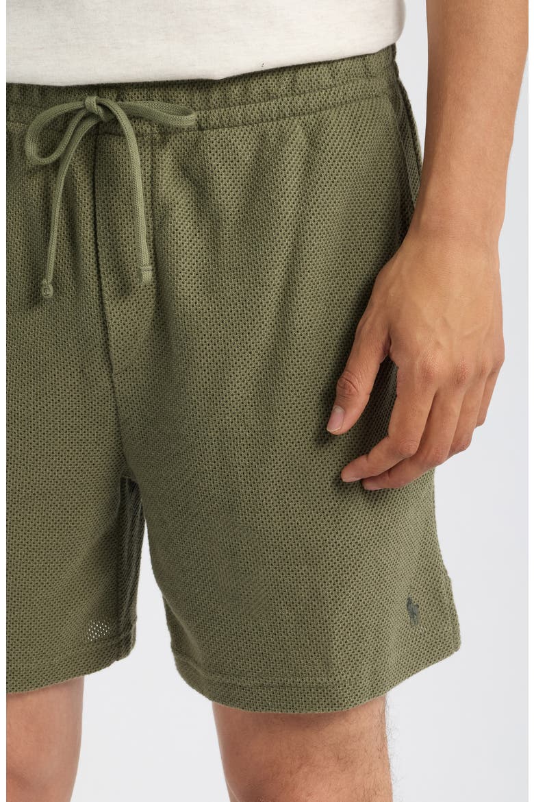 6-Inch Textured Pointelle Drawstring Shorts, Alternate, color, CRUISE OLIVE