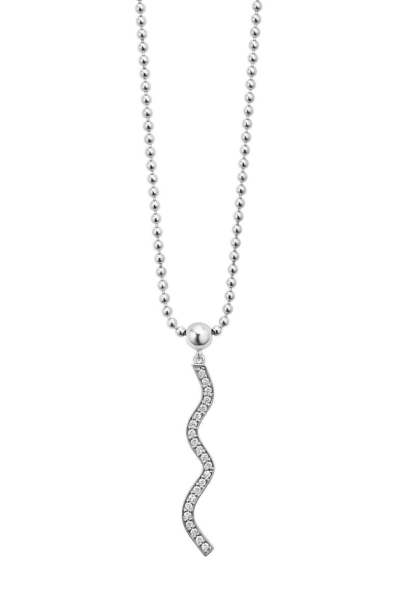 Caviar Spark Diamond Wave Pendant Necklace, Alternate, color, SILVER