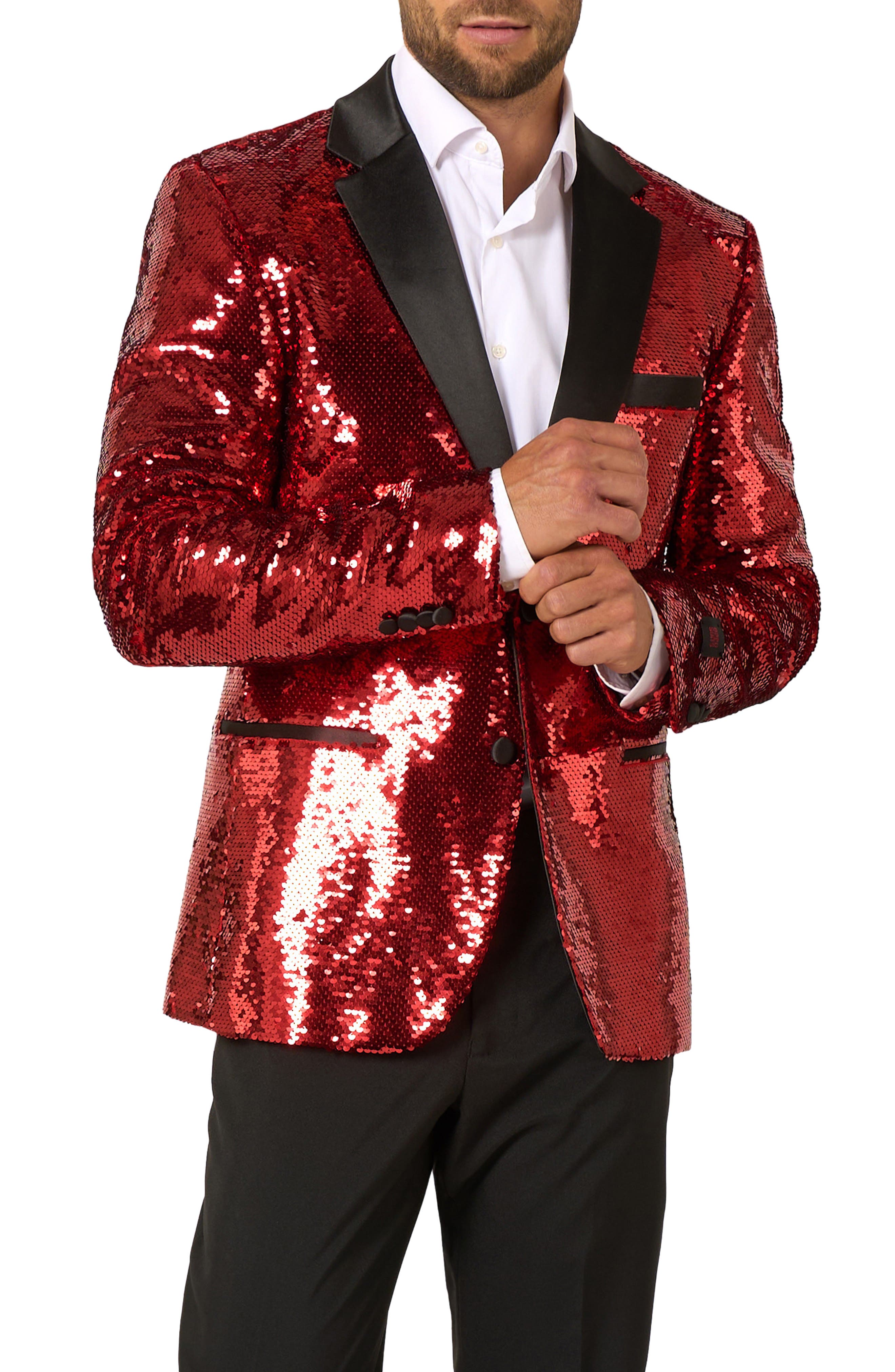 Radiant Red Sequin Embellished Dinner Jacket