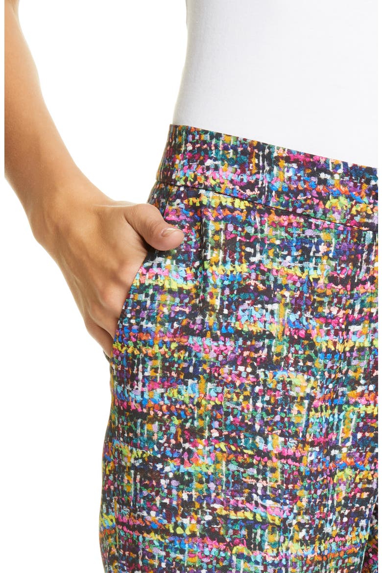 Tweed Print Cady Cuff Crop Pants, Alternate, color, PURPLE