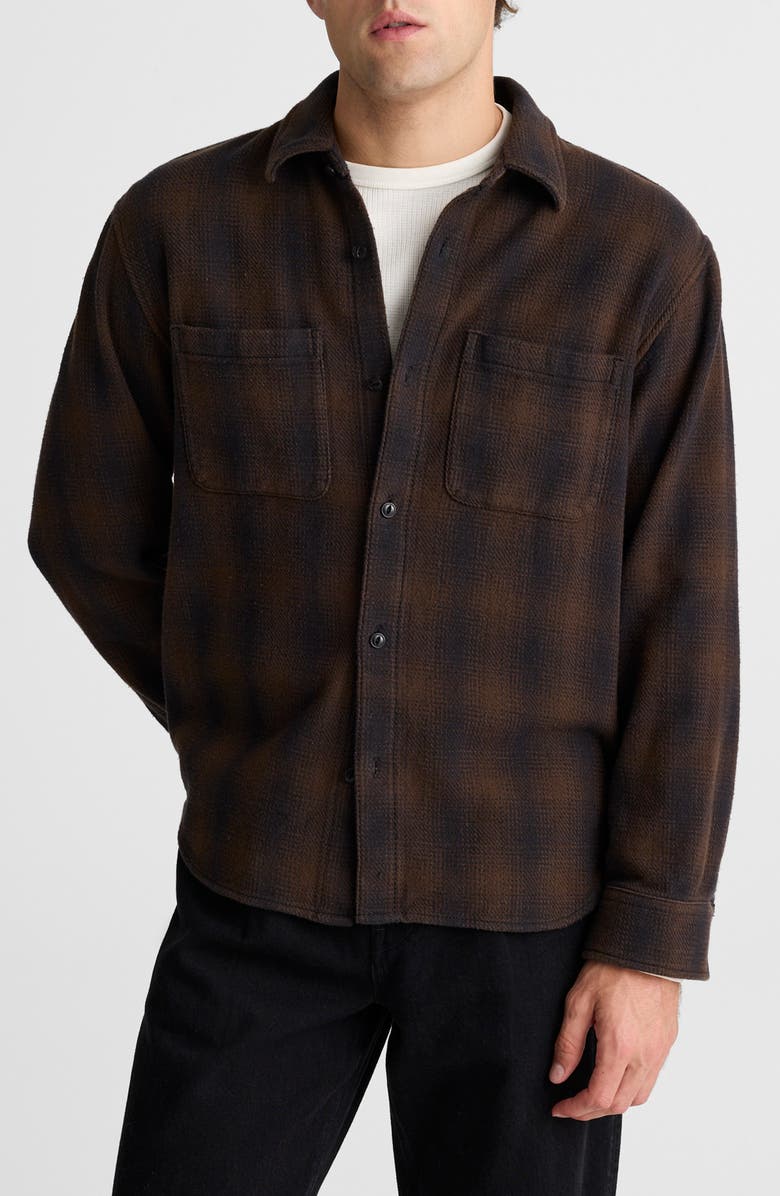 Madewell Midweight Flannel Button-Up Shirt, Main, color, Licorice Brushed Ombre Plaid