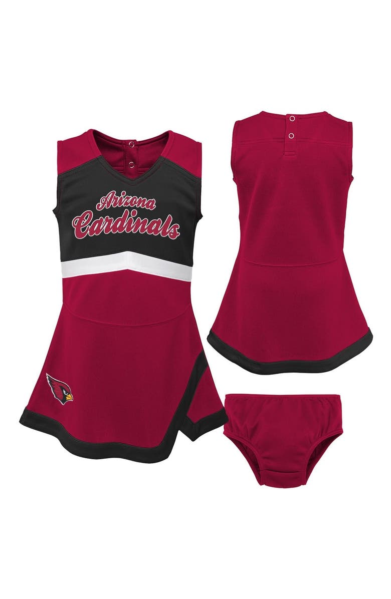 Outerstuff Girls Preschool Cardinal Arizona Cardinals Two-Piece Cheer Captain Jumper Dress with Bloomers Set, Main, color, 