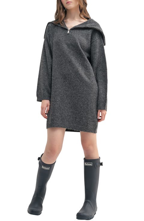Zip Collar Long Sleeve Mini Sweater Dress