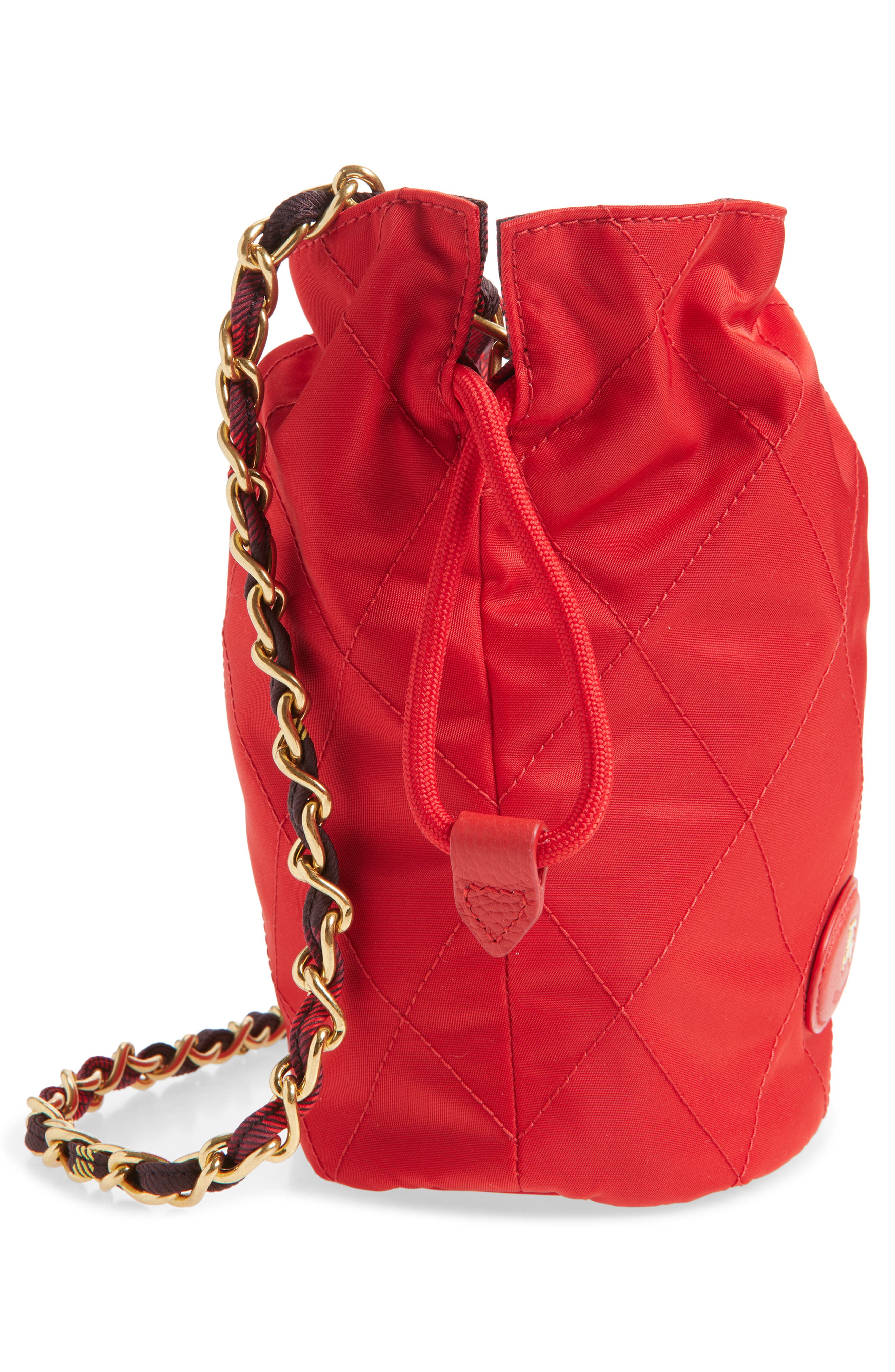 Quilted Twill Chain Pouch, Alternate, color, POPPY