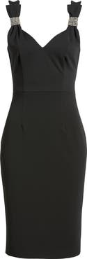 Eliza J V-Neck Embellished Bow Sheath Dress