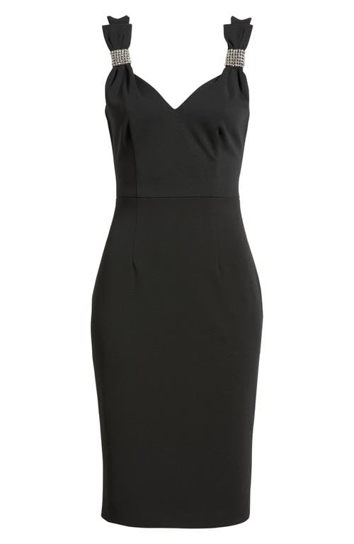 Eliza J V-neck Embellished Bow Sheath Dress In Black