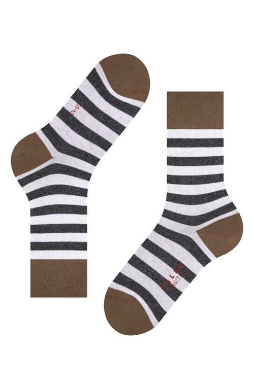 Falke Sensitive Mapped Line Crew Socks In Pebble