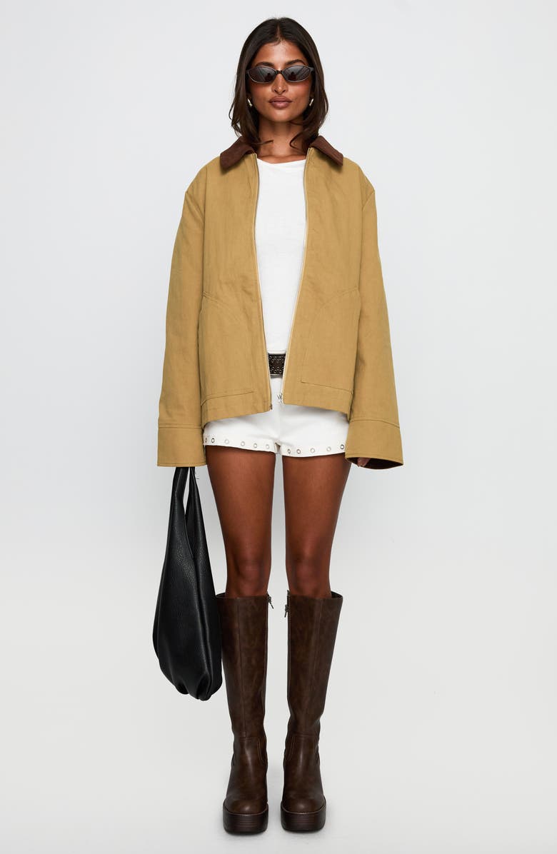 Princess Polly Chesterbrook Cotton Canvas Jacket, Alternate, color, Brown