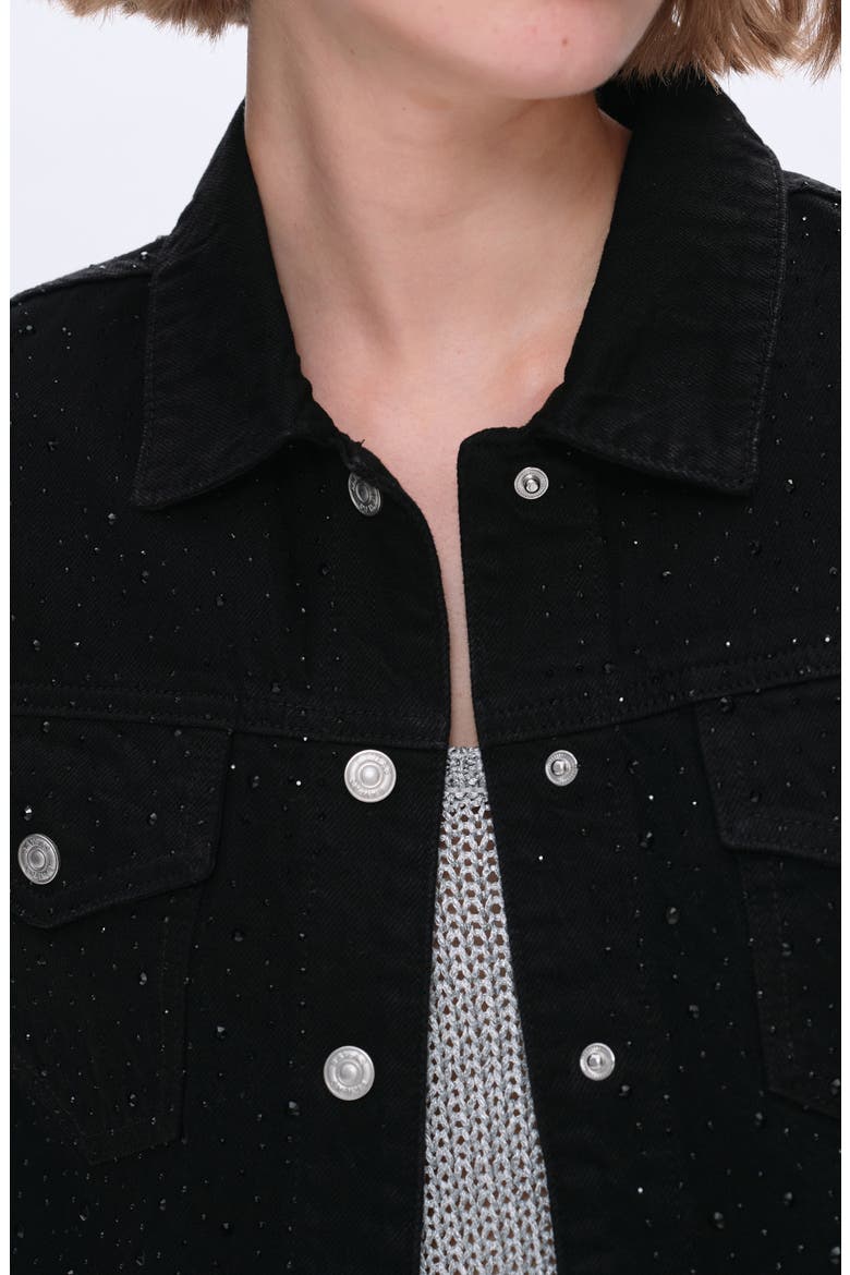 Alice Rhinestone Denim Jacket, Alternate, color, BLACK