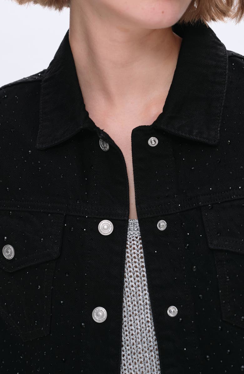 Bayeas Alice Rhinestone Denim Jacket, Alternate, color, Black