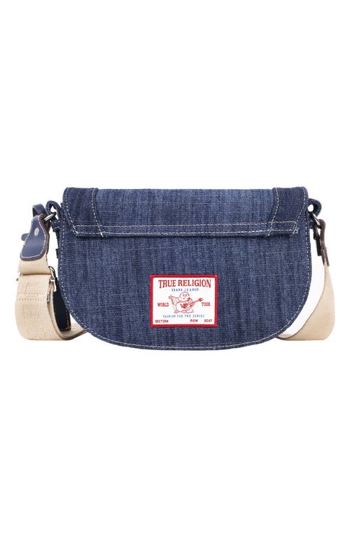 True Religion Studded Horseshoe Denim Flap Shoulder Bag