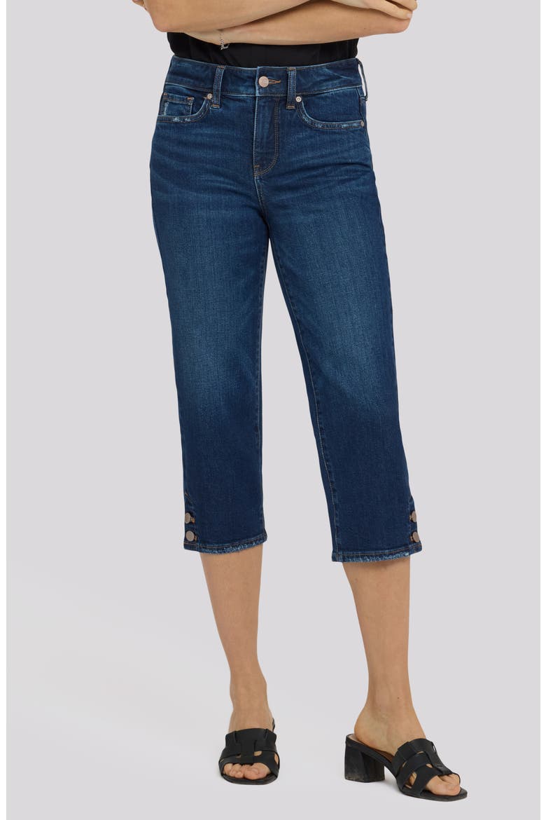 Marilyn Button Cuff Crop Capri Jeans, Main, color, SUNSET VILLA