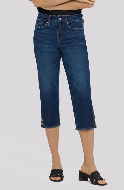 Marilyn Button Cuff Crop Capri Jeans (Regular & Petite)