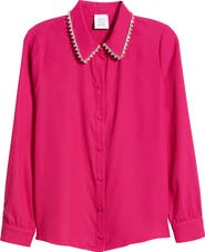 NIKKI LUND Sylvi Rhinestone Collar Shirt