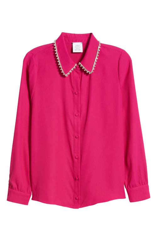 Shop Nikki Lund Sylvi Rhinestone Collar Shirt In Magenta