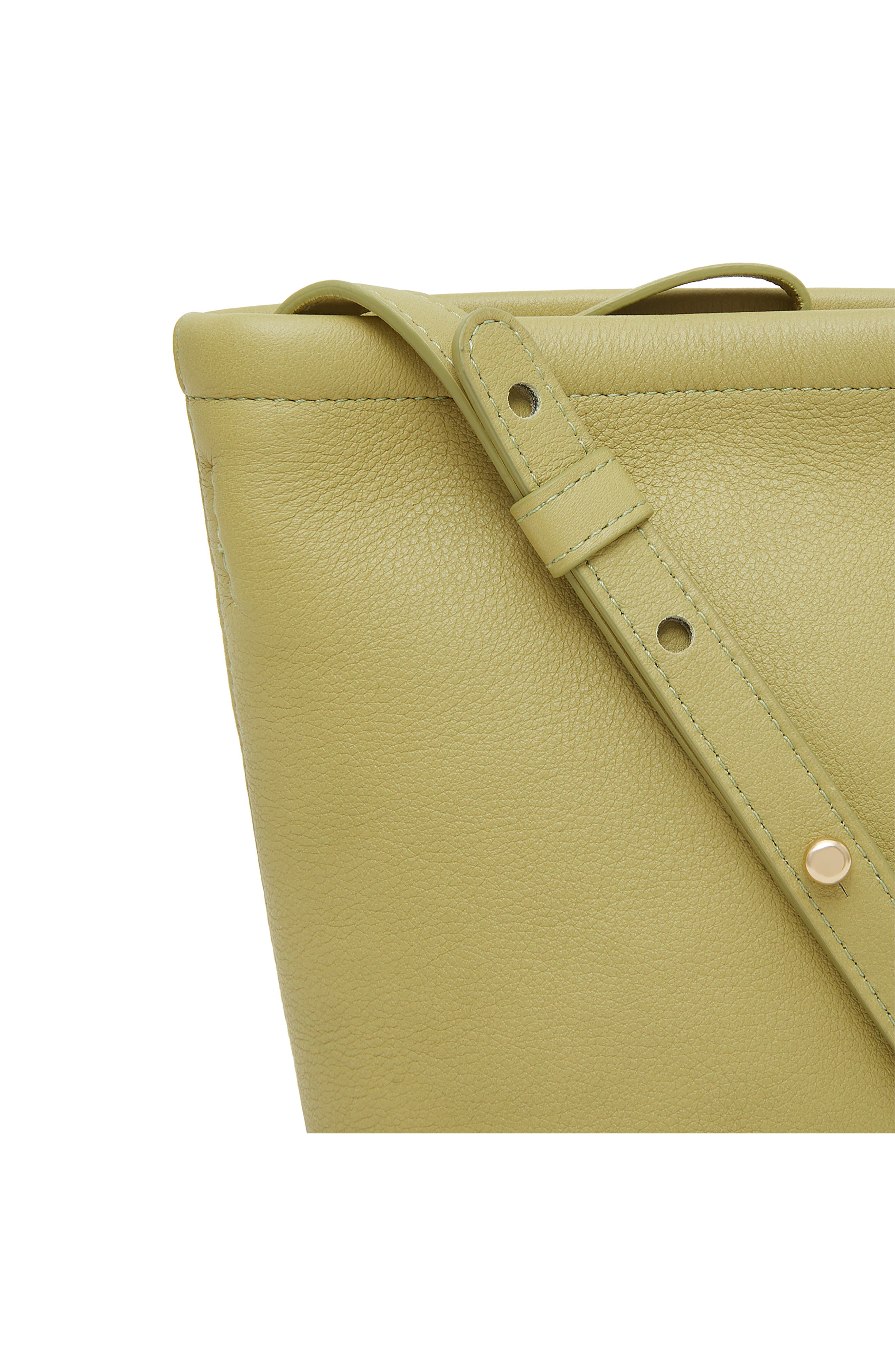 Mini Leather Zip Bucket Bag, Alternate, color, LIME