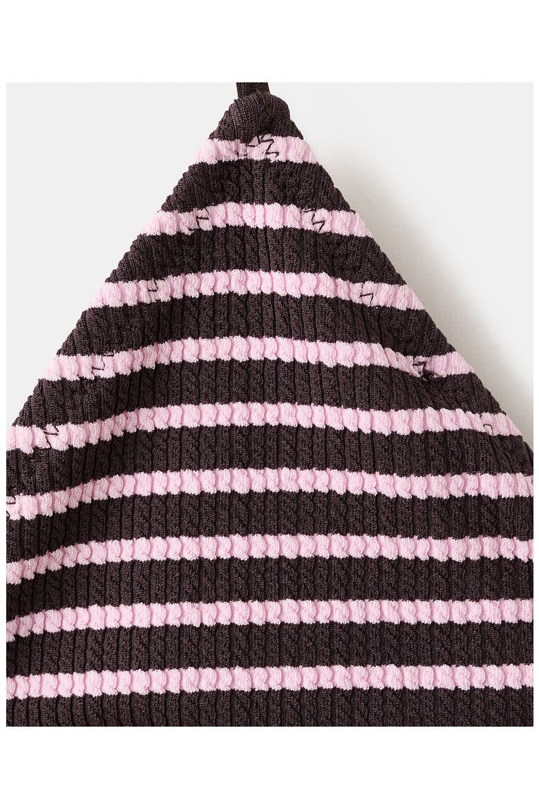 Stripe Rib Triangle Bikini Top, Alternate, color, CHOCOLATE