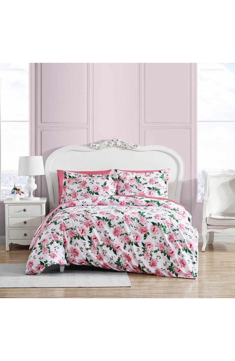 Betsey Johnson Blooming Roses Duvet Cover & Sham Set, Alternate, color, Light Pastel Pink
