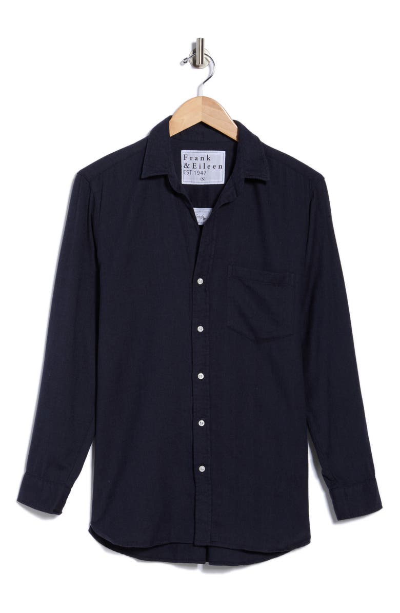Frank & Eileen Boyfriend Cotton Button-Up Shirt, Alternate, color, Navy Herringbone