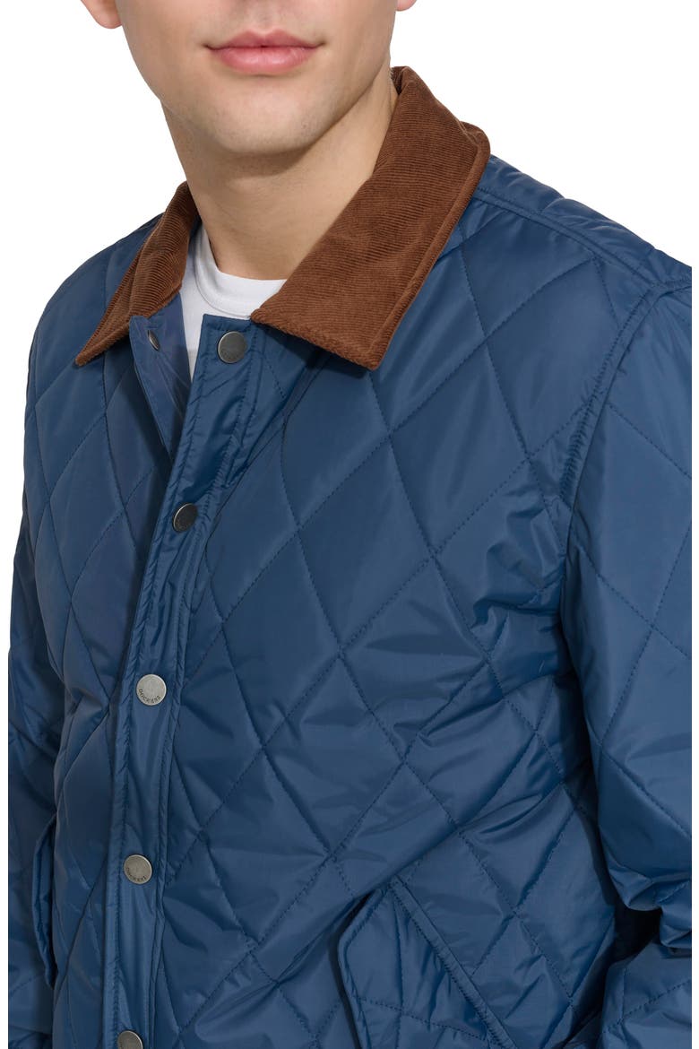 Quilted Water Resistant Corduroy Collar Bomber, Alternate, color, NAVY