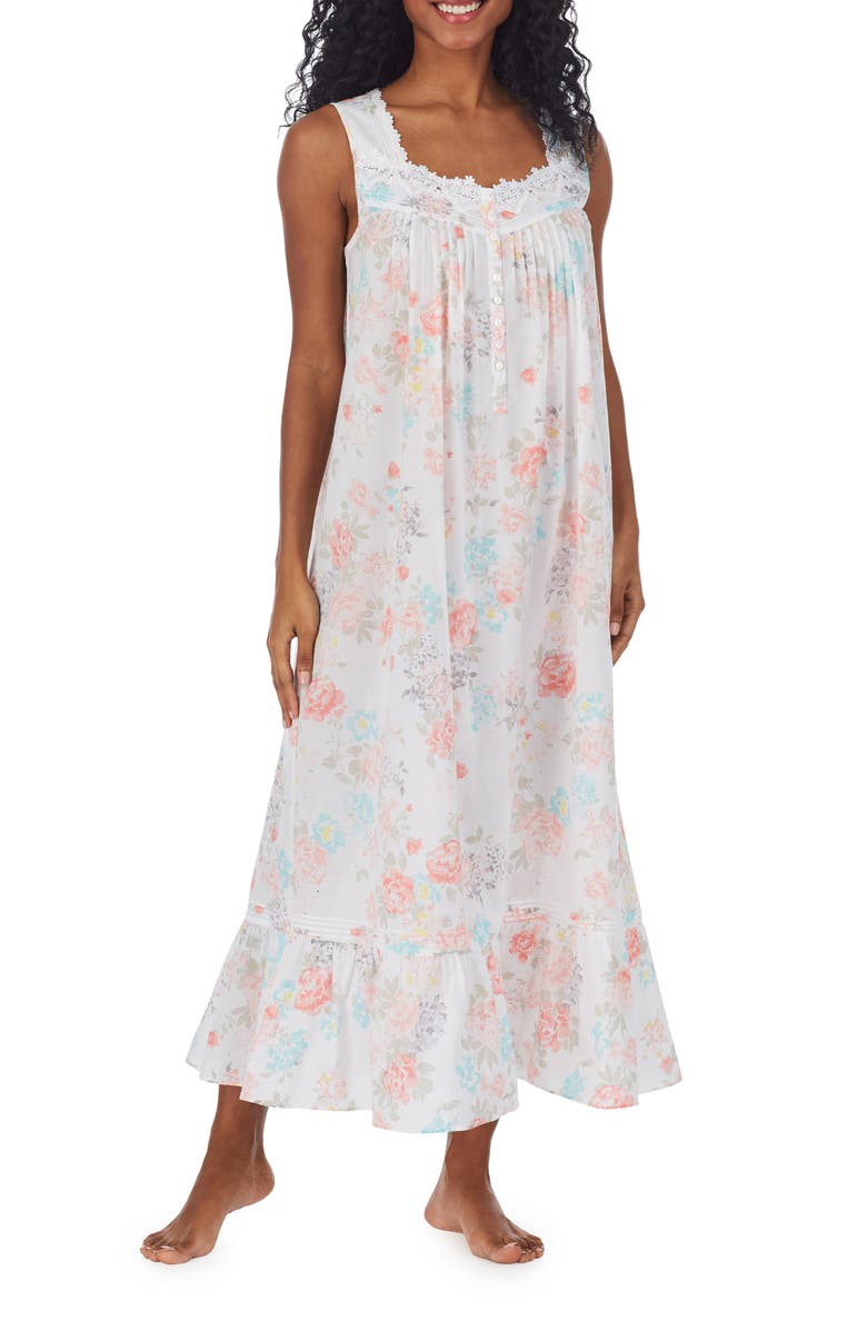 Eileen West Floral Cotton Lawn Ballet Nightgown, Main, color,